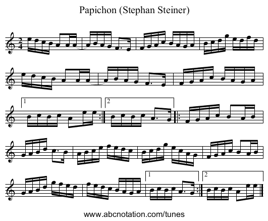 Papichon (Stephan Steiner) - staff notation