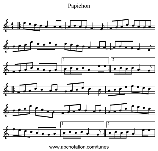 Papichon - staff notation