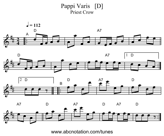 Pappi Varis   [D] - staff notation