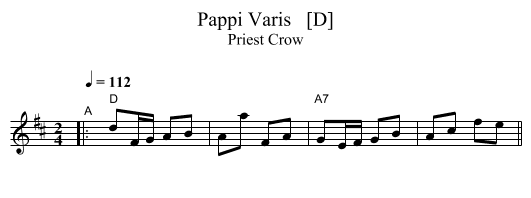 Pappi Varis   [D] - staff notation