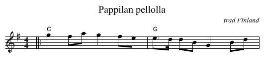 Pappilan pellolla - staff notation