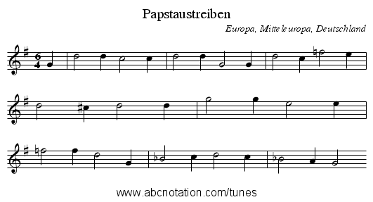 Papstaustreiben - staff notation