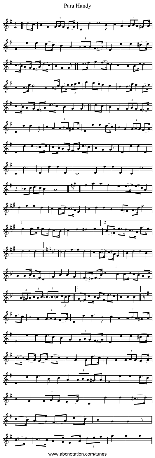 Para Handy - staff notation