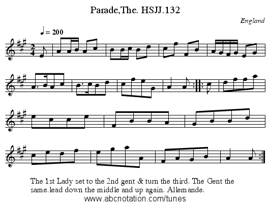 Parade,The. HSJJ.132 - staff notation