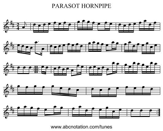 PARASOT HORNPIPE - staff notation