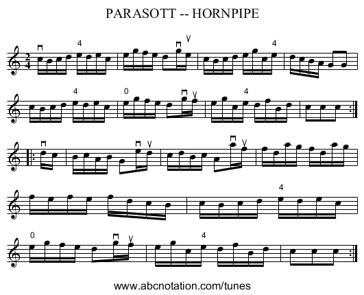 PARASOTT -- HORNPIPE - staff notation
