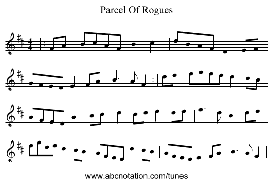 Parcel Of Rogues - staff notation