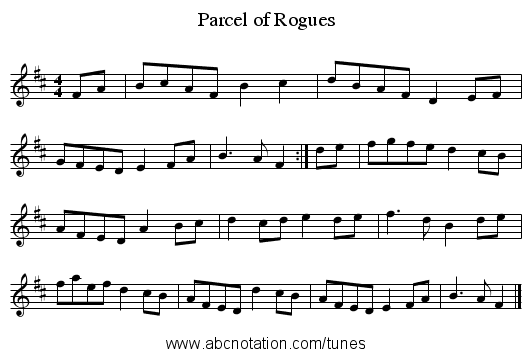 Parcel of Rogues - staff notation