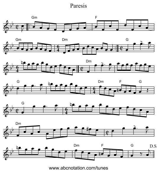 Paresis - staff notation