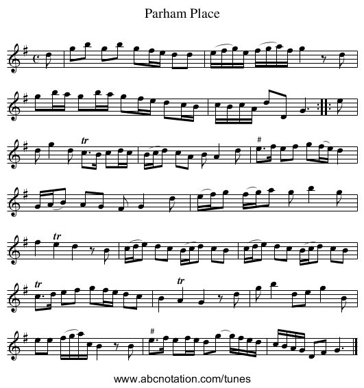 Parham Place - staff notation