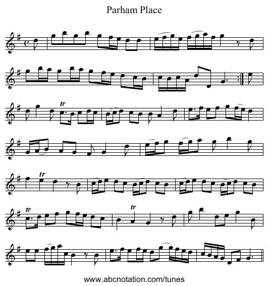 Parham Place - staff notation