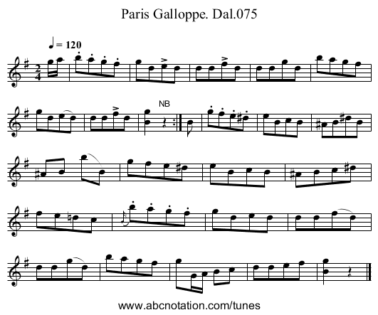Paris Galloppe. Dal.075 - staff notation