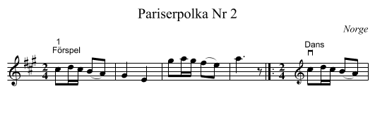 Pariserpolka Nr 2 - staff notation