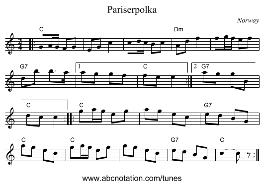 Pariserpolka - staff notation