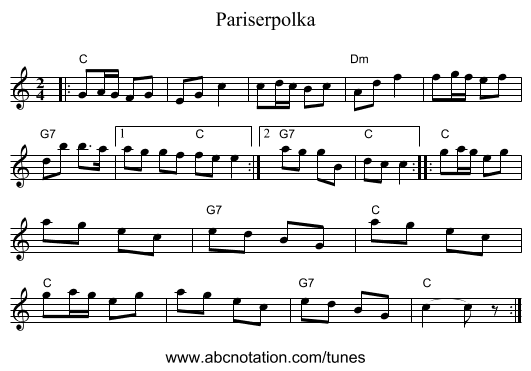 Pariserpolka - staff notation
