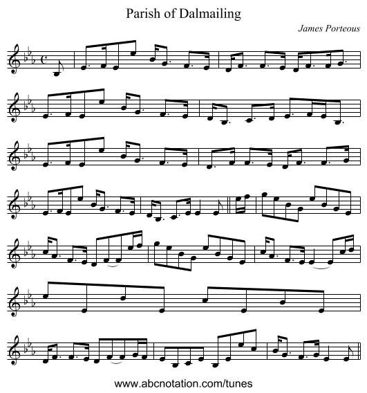 Parish of Dalmailing - staff notation