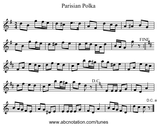 Parisian Polka - staff notation