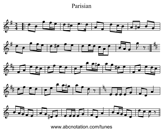 Parisian - staff notation
