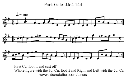 Park Gate. JJo4.144 - staff notation