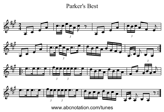 Parker's Best - staff notation