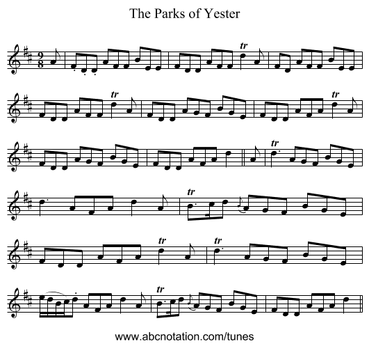 Parks of Yester, The - staff notation
