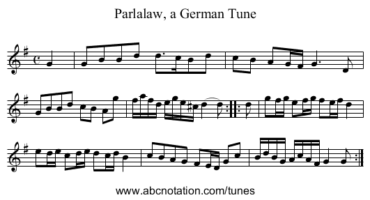 Parlalaw, a German Tune - staff notation