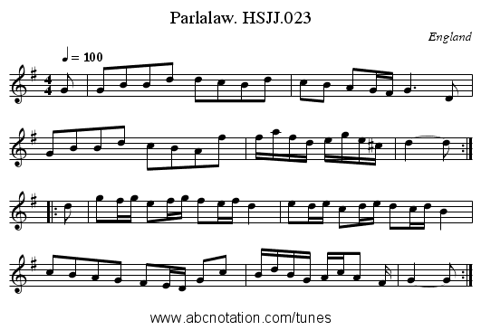 Parlalaw. HSJJ.023 - staff notation