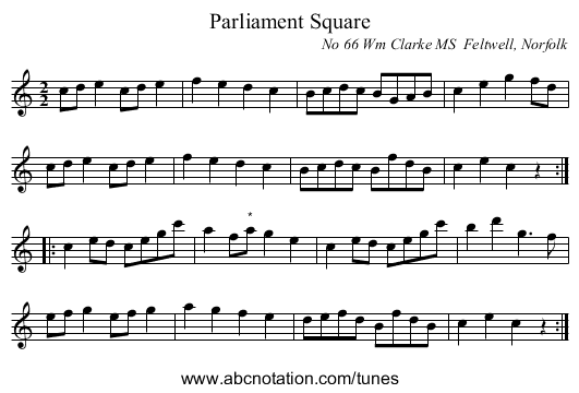 Parliament Square - staff notation