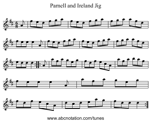 Parnell and Ireland Jig - staff notation