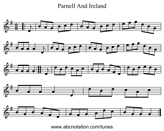 Parnell And Ireland - staff notation