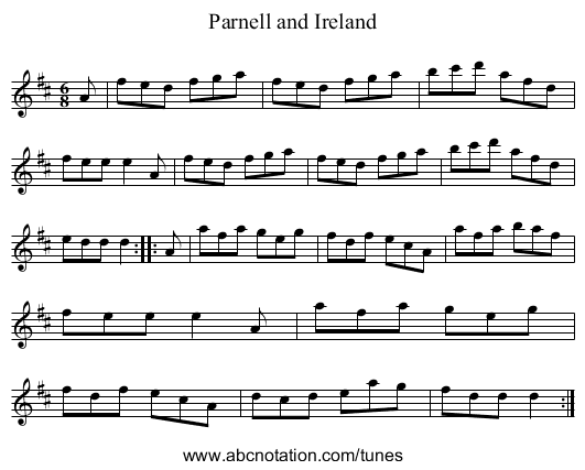 Parnell and Ireland - staff notation