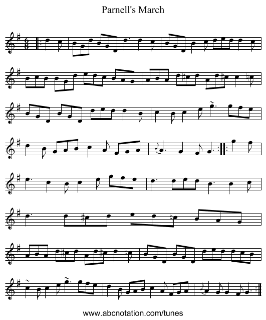 Parnell's March - staff notation