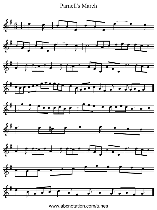 Parnell's March - staff notation