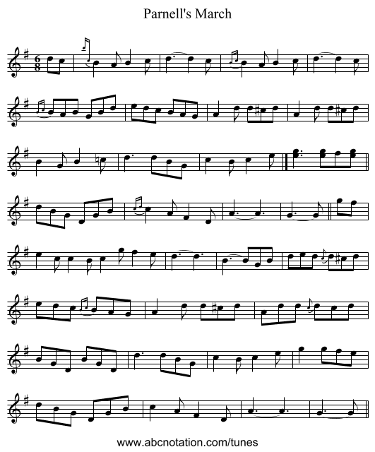 Parnell's March - staff notation