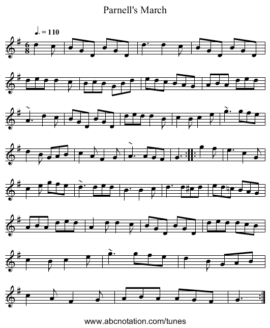 Parnell's March - staff notation