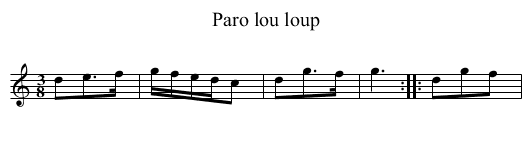 Paro lou loup - staff notation