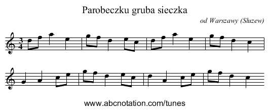 Parobeczku gruba sieczka - staff notation