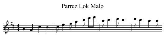 Parrez Lok Malo - staff notation