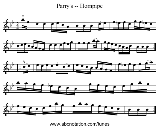 Parry's -- Hornpipe - staff notation