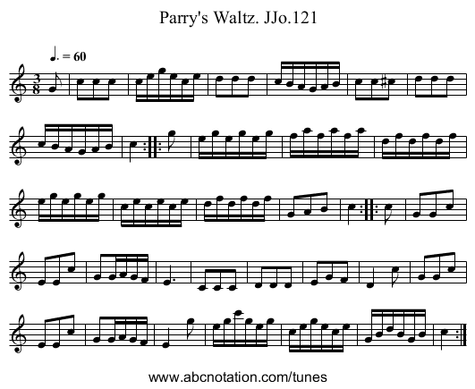 Parry's Waltz. JJo.121 - staff notation