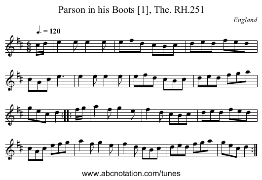 Parson in his Boots [1], The. RH.251 - staff notation