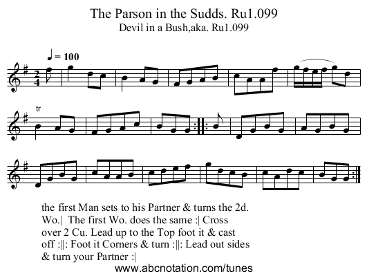 Parson in the Sudds. Ru1.099, The - staff notation