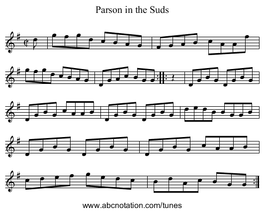 Parson in the Suds - staff notation