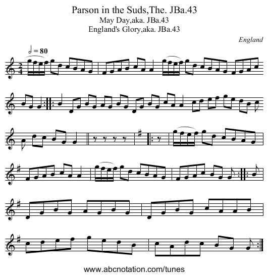 Parson in the Suds,The. JBa.43 - staff notation