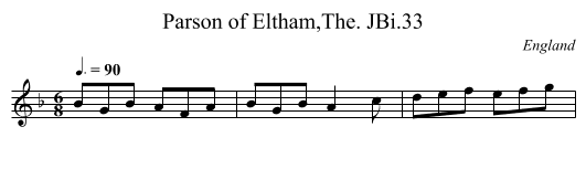 Parson of Eltham,The. JBi.33 - staff notation