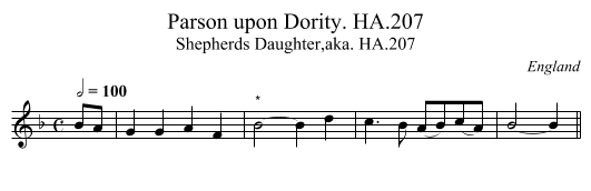 Parson upon Dority. HA.207 - staff notation