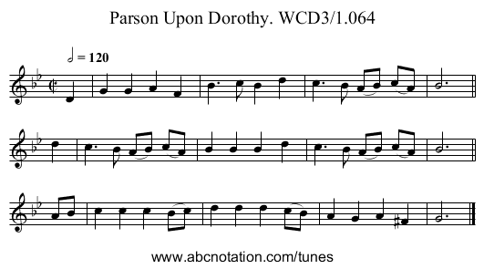 Parson Upon Dorothy. WCD3/1.064 - staff notation