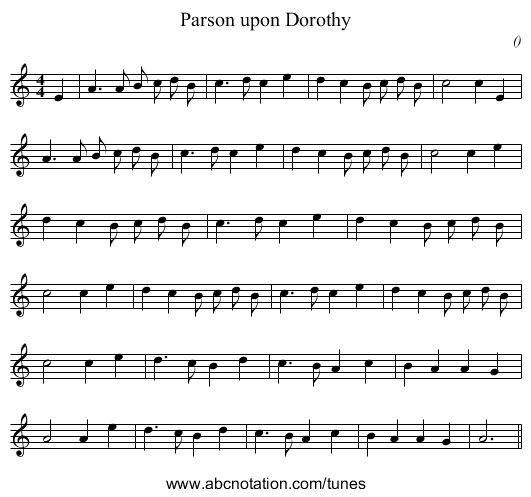 Parson upon Dorothy - staff notation