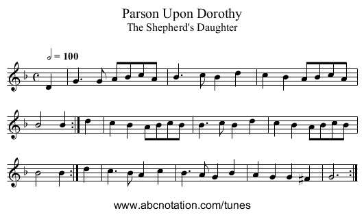 Parson Upon Dorothy - staff notation