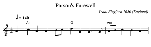 Parson's Farewell - staff notation
